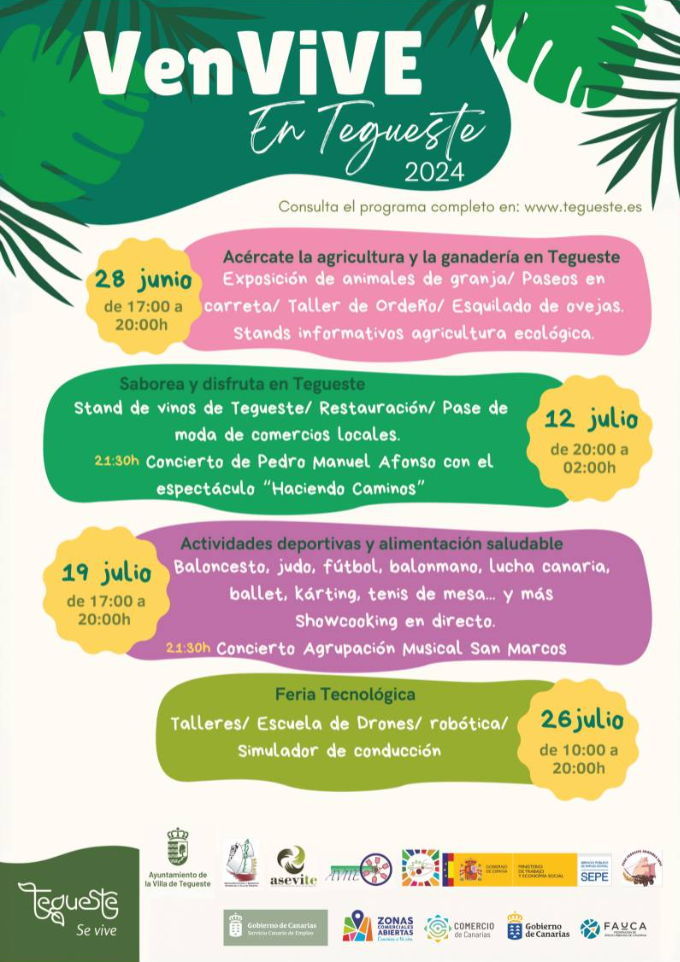 Cartel del programa del evento de VenVive en Tegueste 2024.